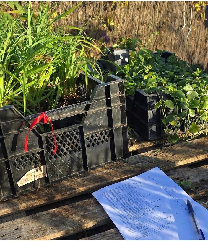 Plantes en cagettes et plan de plantation manuscrit — conseil LA PÉPI 95, Le Plessis-Bouchard